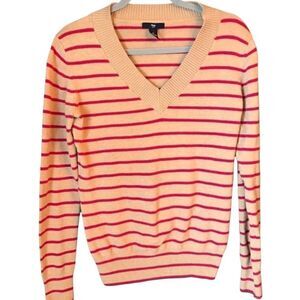 Gap Factory Camel Striped V Neck Sweater